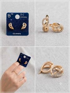 Sparkling Gold Tone Hoop Earrings