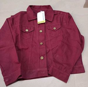 Maroon Denim Jacket, M Size
