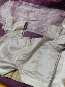 Elegant Purple &amp; Silver Saree with Blouse