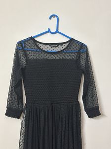 Chic Black Polka Dot Mesh Dress