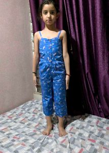 Elle Kids Blue Printed Jumpsuit .Rakhi Sell