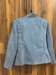 Stylish Blue Suede-Like Jacket