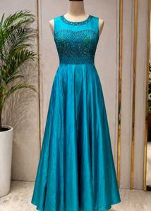 Stunning Blue Sequined Ethnic Gown