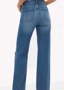 Ripped Wide Leg Blue Jeans