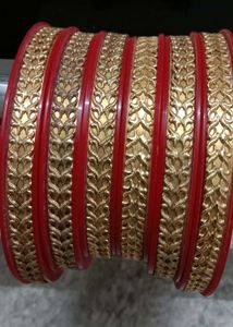 Red &amp; Gold Bangle Set - Indian Traditional