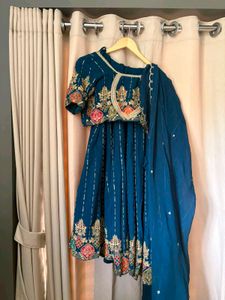 Teal Embroidered Lehenga Choli Set