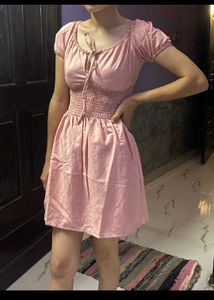 Cute Pink Smocked Mini Dress