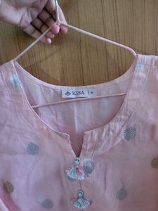 Pink Kurta Set with Polka Dots