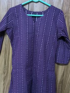Purple Striped Cotton Kurta