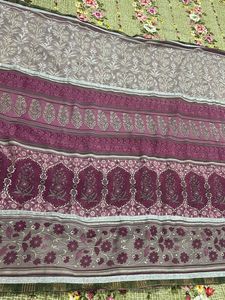 Elegant Printed Saree with Metallic Border