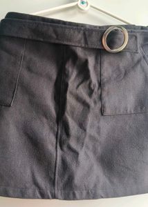 Black Mini Skirt with Belt Detail