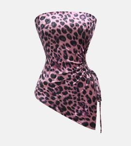 Chic Pink Leopard Print Strapless Top
