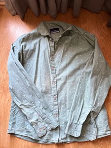 Men's Light Green Dot Print Shirt
