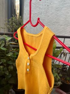 Yellow Ribbed Crop Top