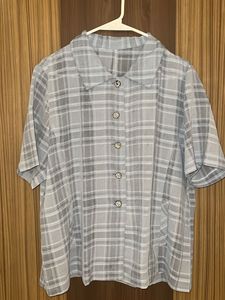 Grey Bluish Plaid Button-Down Shirt