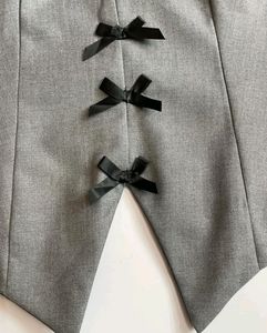 Gray Bow Halter Vest