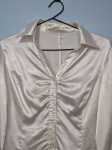 Elegant Ruched Satin Blouse