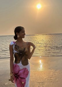 One-Shoulder Floral Print Maxi Dress