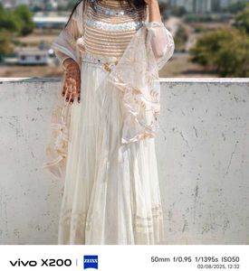 Elegant White indo western upper top lower sarara