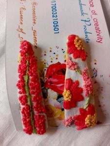Flower Embroidered Hair Clip
