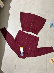 Bramd new Maroon Denim Jacket and Skirt