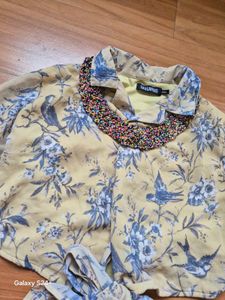 Sassafras chic Bird Print Cropped Blouse
