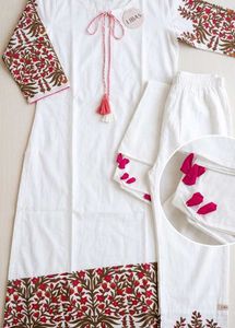 Elegant White Kurta Set with Floral Print