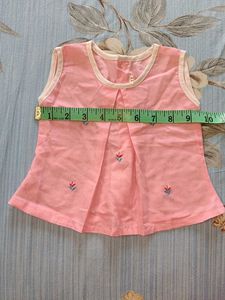 Pink Embroidered Sleeveless Baby Top