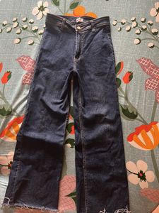 High Waist Wide Leg Denim Dark Blue Vestry