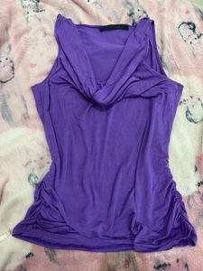 Purple Cowl Neck Tank Top