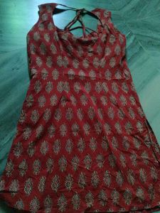 Maroon Printed Sleeveless kurti