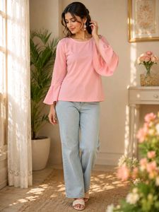 Cute Pink Bell Sleeve Top