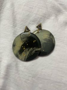 Chic Marble Effect Round Dangle Earrings