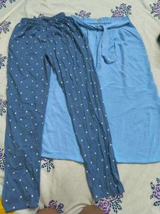 Blue Heart Print Pajama Set