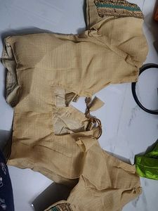 Embroidered Beige &amp; Teal Indian Dress