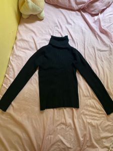 Black Ribbed Turtleneck Sweater