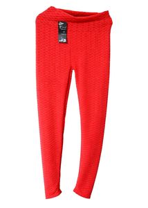 Red Textured Activewear Leggings