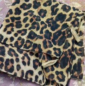 Leopard Print Scarf with Tassels