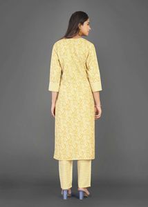 Elegant Yellow Printed Kurta Set