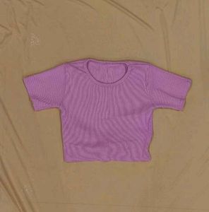Cute Pink Ribbed Crop Top