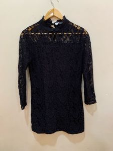 Black Lace High Neck Top