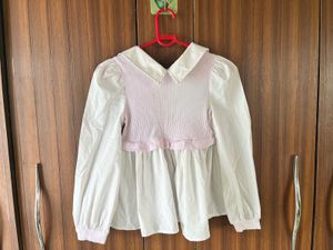 Cute Pink &amp; White Peplum Top