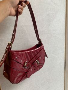 cherry red burgundy shoulder bag