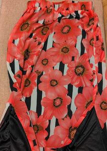 BOHO -FLORAL -STRIPED -SKIRT WITH SLITS