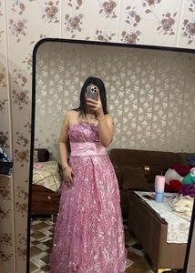 Sparkling Pink Strapless Gown🎀❤️🦋