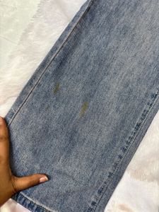 Women's Wide Leg Jeans with Rose Patch