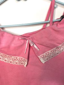 Cute Pink Lace Trim Top