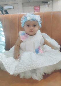 Adorable Baby Girl's White Frock