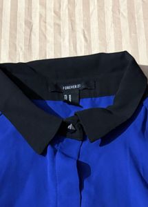 Blue Sleeveless Collared Dress