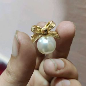 Pearl &amp; Rhinestone Bow Brooch